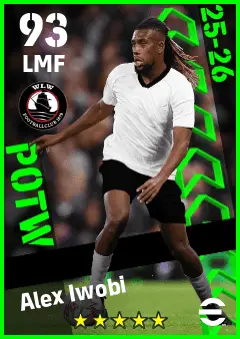Alex Iwobi eFootball 2026 player card — 93 OVR LMF