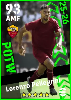 Lorenzo Pellegrini eFootball 2026 player card — 93 OVR AMF