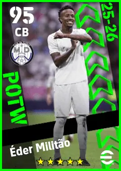 Eder Militao eFootball 2026 player card — 95 OVR CB