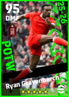 Ryan Gravenberch eFootball 2026 player card — 95 OVR DMF