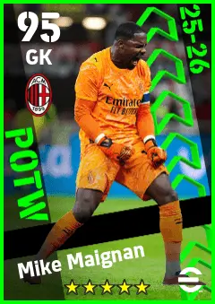 Mike Maignan eFootball 2026 player card — 95 OVR GK