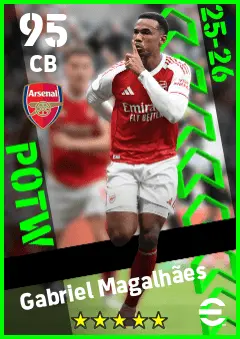 Gabriel Magalhaes eFootball 2026 player card — 95 OVR CB