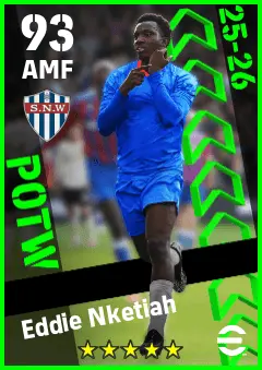 Eddie Nketiah eFootball 2026 player card — 93 OVR AMF