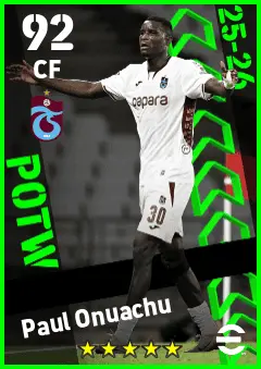 Paul Onuachu eFootball 2026 player card — 92 OVR CF