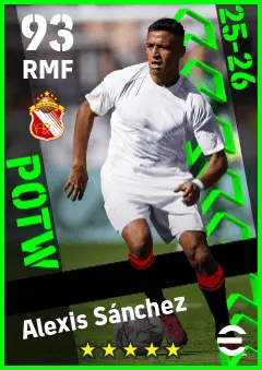 Alexis Sanchez eFootball 2026 player card — 93 OVR RMF