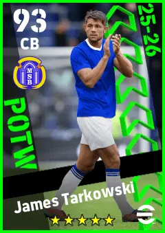 James Tarkowski eFootball 2026 player card — 93 OVR CB
