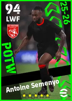 Antoine Semenyo eFootball 2026 player card — 94 OVR LWF