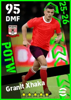 Granit Xhaka eFootball 2026 player card — 95 OVR DMF