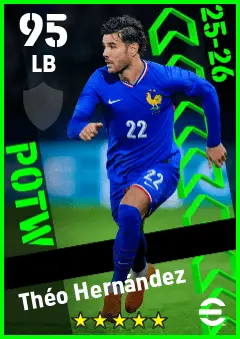 Theo Hernandez eFootball 2026 player card — 95 OVR LB