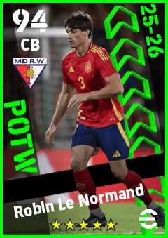 Robin Le Normand eFootball 2026 player card — 94 OVR CB