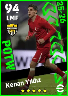 Kenan Yildiz eFootball 2026 player card — 94 OVR LMF