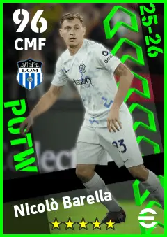 Nicolo Barella eFootball 2026 player card — 96 OVR CMF
