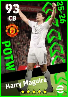 Harry Maguire eFootball 2026 player card — 93 OVR CB