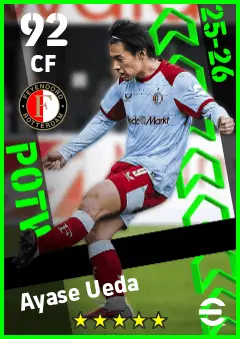 Ayase Ueda eFootball 2026 player card — 92 OVR CF