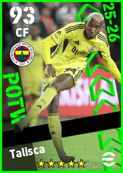 Talisca eFootball 2026 player card — 93 OVR CF