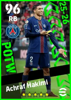 Achraf Hakimi eFootball 2026 player card — 96 OVR RB