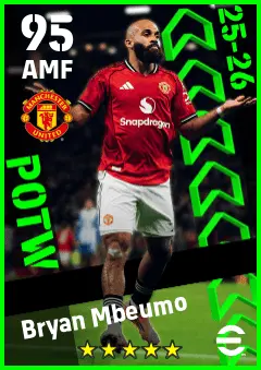 Bryan Mbeumo eFootball 2026 player card — 95 OVR AMF