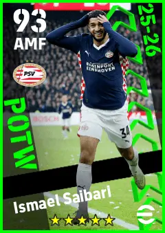 Ismael Saibari eFootball 2026 player card — 93 OVR AMF