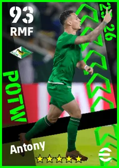 Antony eFootball 2026 player card — 93 OVR RMF