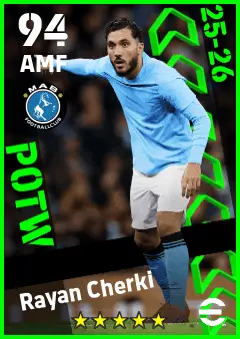 Rayan Cherki eFootball 2026 player card — 94 OVR AMF