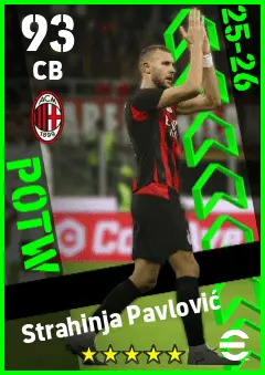 Strahinja Pavlovic eFootball 2026 player card — 93 OVR CB
