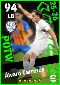 Alvaro Carreras eFootball 2026 player card — 94 OVR LB