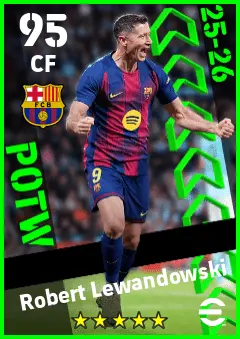 Robert Lewandowski eFootball 2026 player card — 95 OVR CF