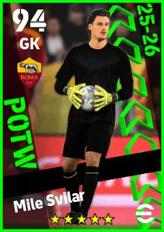 Mile Svilar eFootball 2026 player card — 94 OVR GK