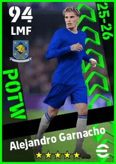 Alejandro Garnacho eFootball 2026 player card — 94 OVR LMF