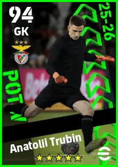 Anatolii Trubin eFootball 2026 player card — 94 OVR GK
