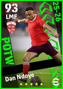 Dan Ndoye eFootball 2026 player card — 93 OVR LMF