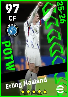 Erling Haaland eFootball 2026 player card — 97 OVR CF