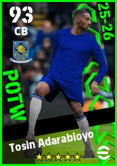 Tosin Adarabioyo eFootball 2026 player card — 93 OVR CB