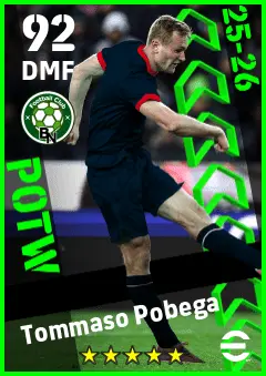 Tommaso Pobega eFootball 2026 player card — 92 OVR DMF