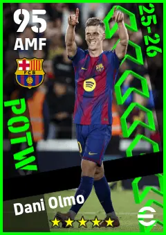 Dani Olmo eFootball 2026 player card — 95 OVR AMF