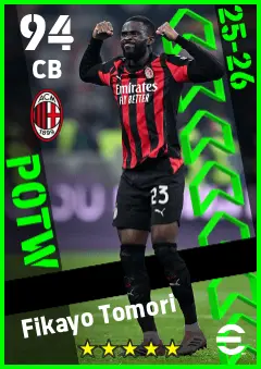 Fikayo Tomori eFootball 2026 player card — 94 OVR CB