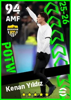 Kenan Yildiz eFootball 2026 player card — 94 OVR AMF