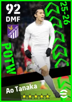 Ao Tanaka eFootball 2026 player card — 92 OVR DMF