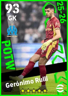 Geronimo Rulli eFootball 2026 player card — 93 OVR GK