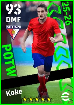 Koke eFootball 2026 player card — 93 OVR DMF