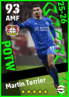 Martin Terrier eFootball 2026 player card — 93 OVR AMF