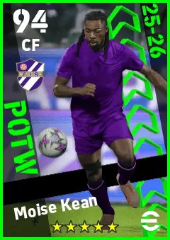 Moise Kean eFootball 2026 player card — 94 OVR CF
