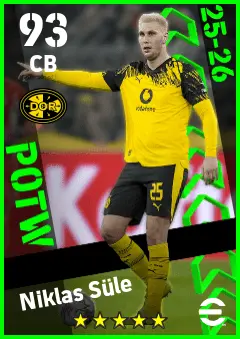 Niklas Sule eFootball 2026 player card — 93 OVR CB