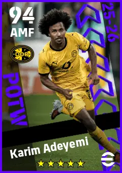 Karim Adeyemi eFootball 2026 player card — 94 OVR AMF