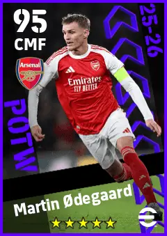 Martin Odegaard eFootball 2026 player card — 95 OVR CMF