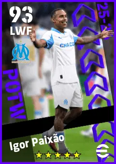 Igor Paixao eFootball 2026 player card — 93 OVR LWF