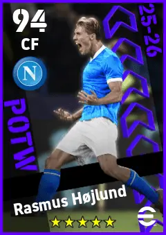 Rasmus Hojlund eFootball 2026 player card — 94 OVR CF