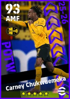 Carney Chukwuemeka eFootball 2026 player card — 93 OVR AMF