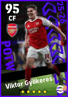 Viktor Gyokeres eFootball 2026 player card — 95 OVR CF