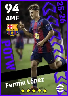Fermin Lopez eFootball 2026 player card — 94 OVR AMF